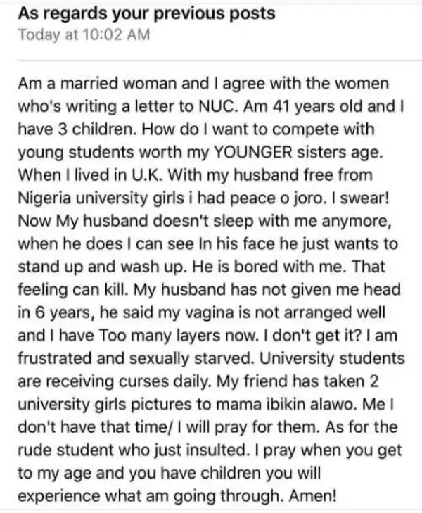 Please Help! Young University Girls Will Not Leave My Husband Alone - 41-year-old Woman Cries Out